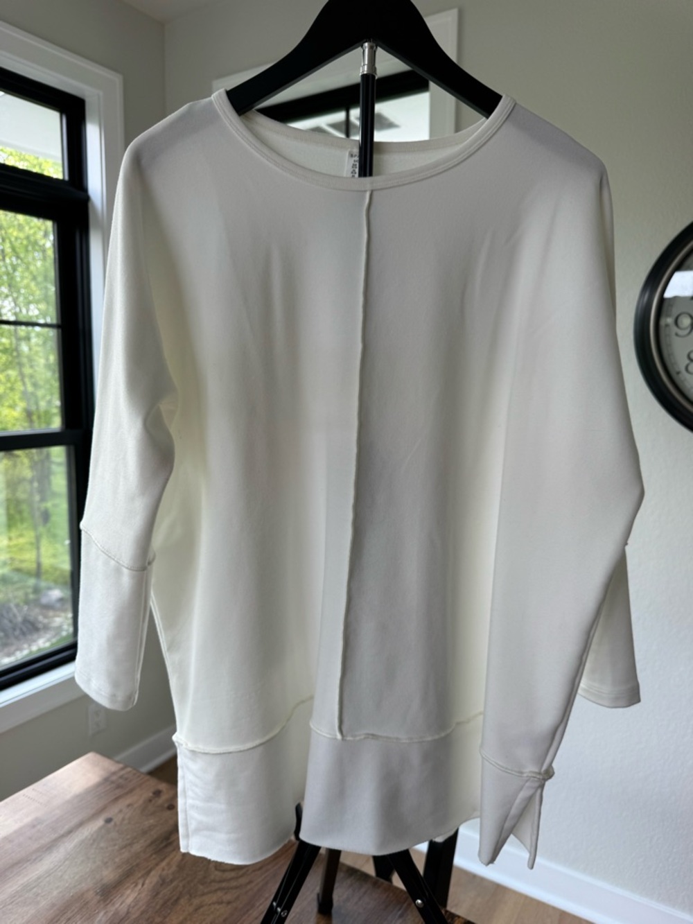 SPANX White Center Seam Layered Hem Pullover